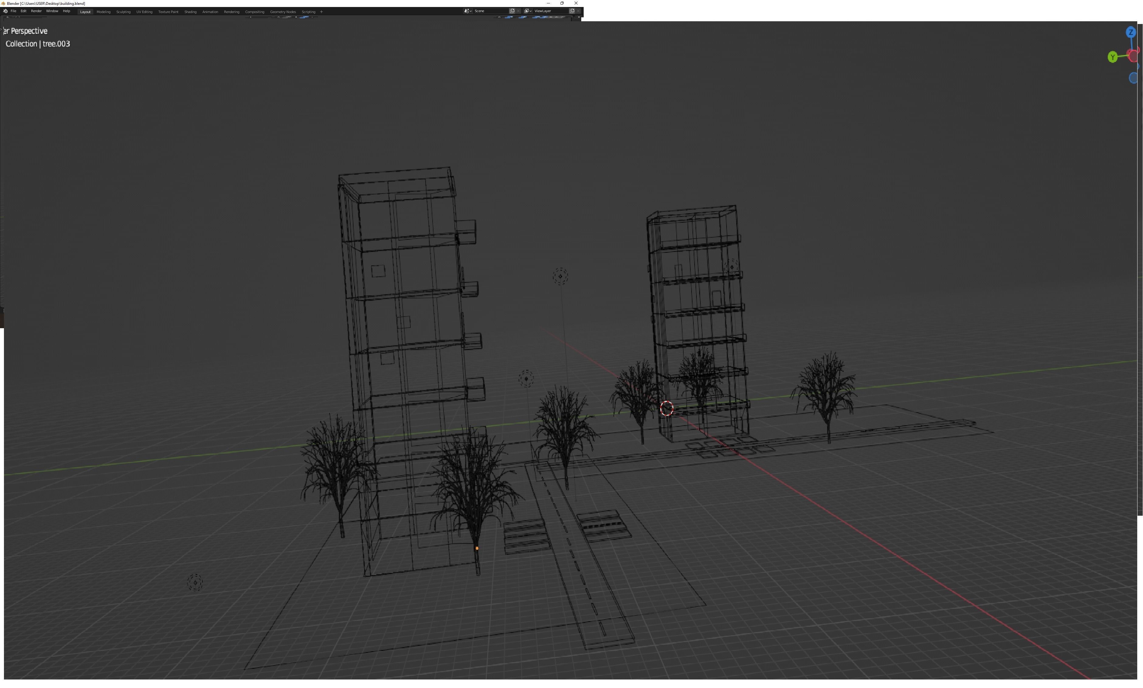 Building CGI model make in BLENDER Low-poly 3D model_4
