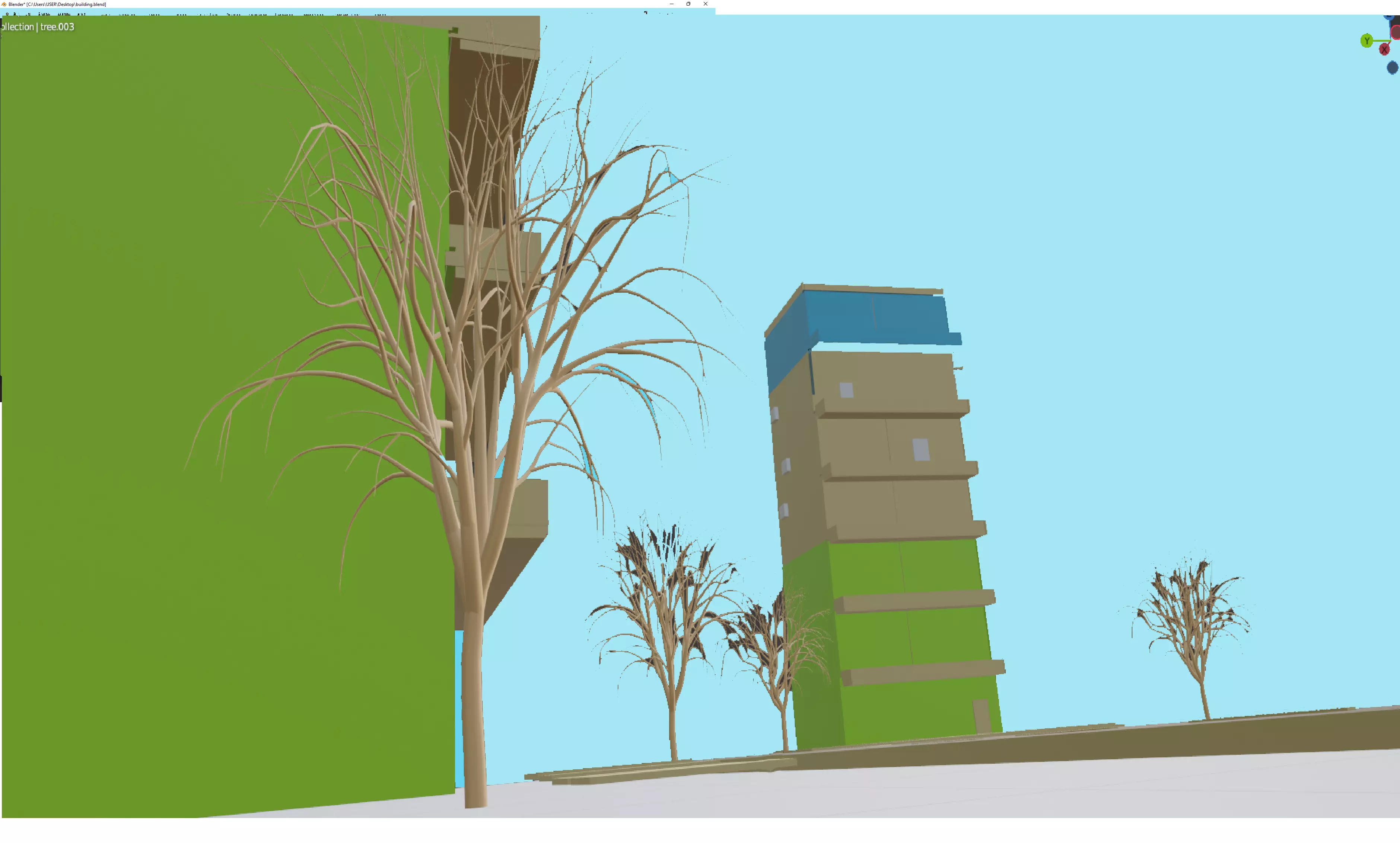 Building CGI model make in BLENDER Low-poly 3D model_0