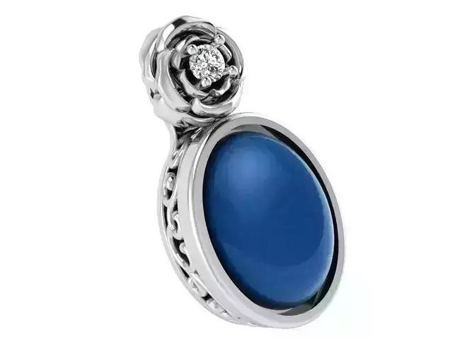 Blue Round Halo Sapphire pendant 3290 3D print model  