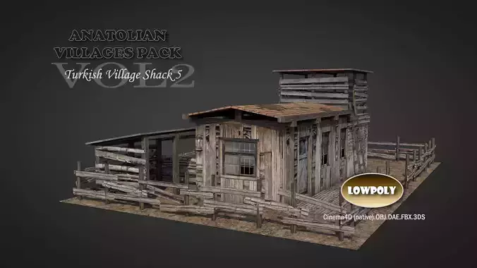Anatolian Village Shack 5 Low-poly 3D model