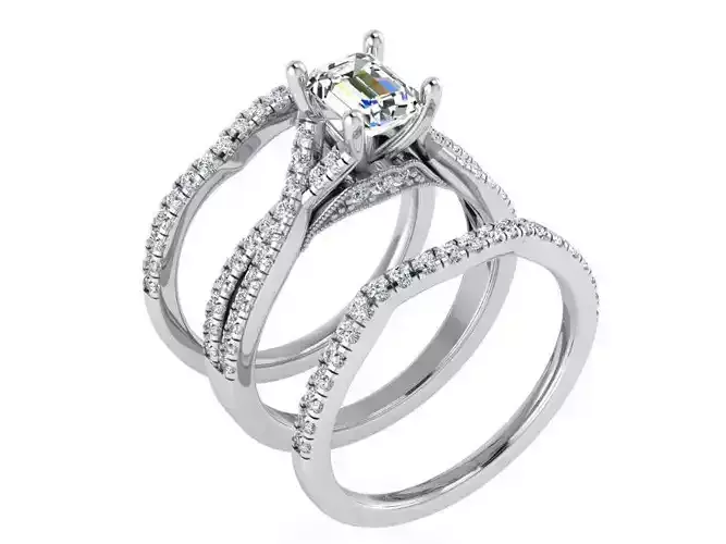 Infinity diamond  ring with 2-bands 3295 3D print model 