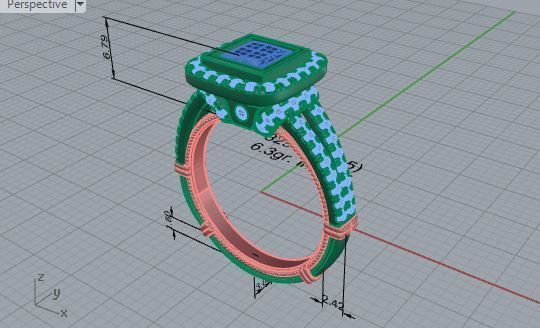 Square diamond ring 3296 3D print model 3D print model_7