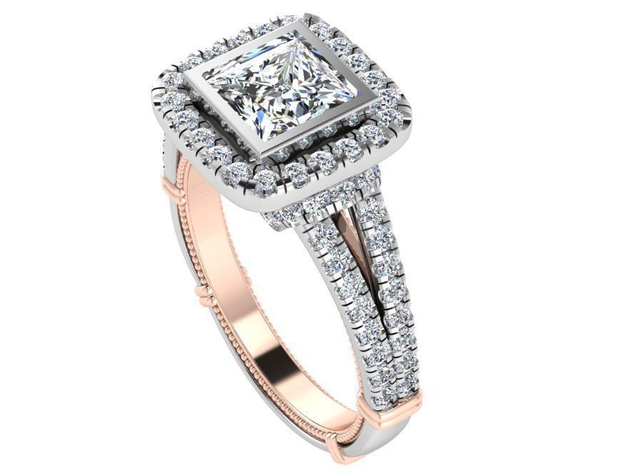 Square diamond ring 3296 3D print model 3D print model_2