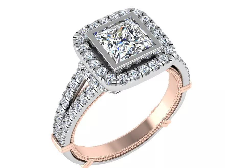 Square diamond ring 3296 3D print model 3D print model_0