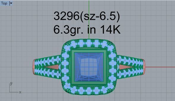 Square diamond ring 3296 3D print model 3D print model_4