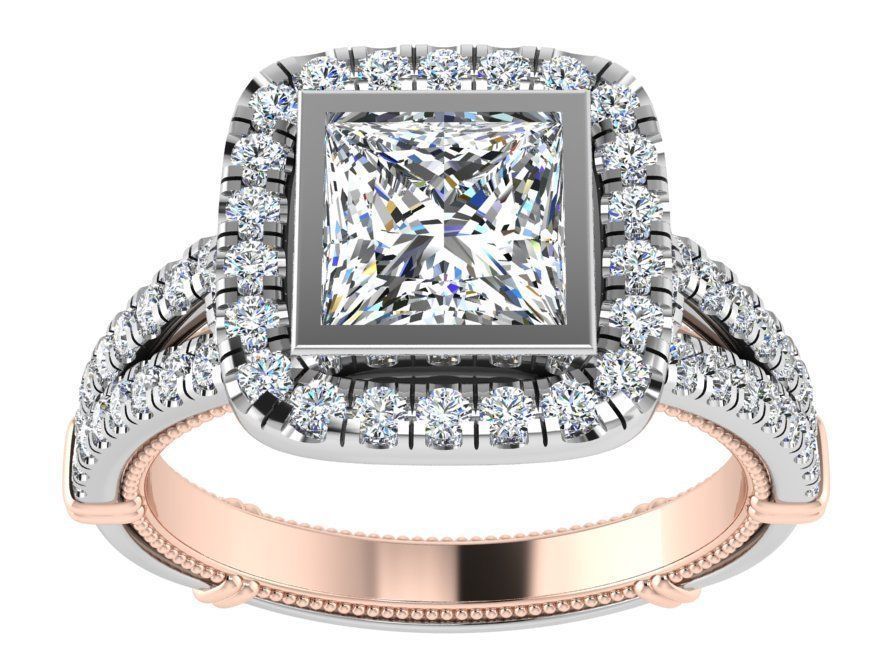 Square diamond ring 3296 3D print model 3D print model_1