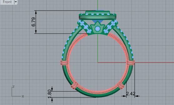 Square diamond ring 3296 3D print model 3D print model_5
