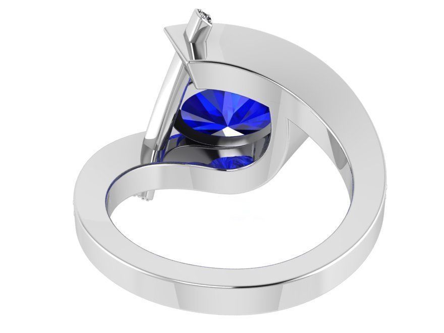 Oval blue stone ring 3298 3D print model 3D print model_3