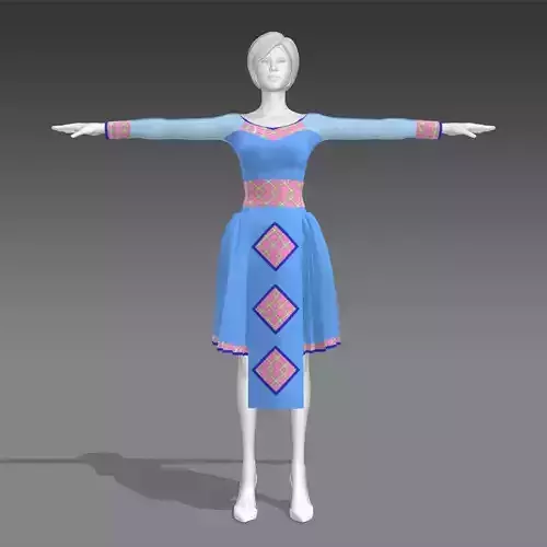Hmong new design dress 3D model