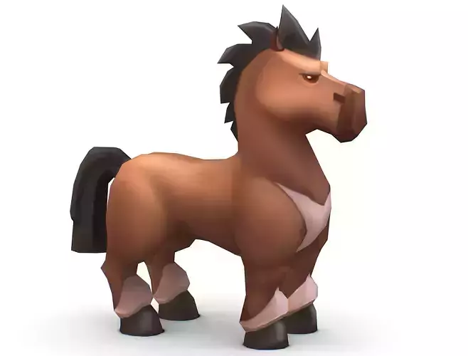 Cartoon Medieval Brown Horse MMO Animal