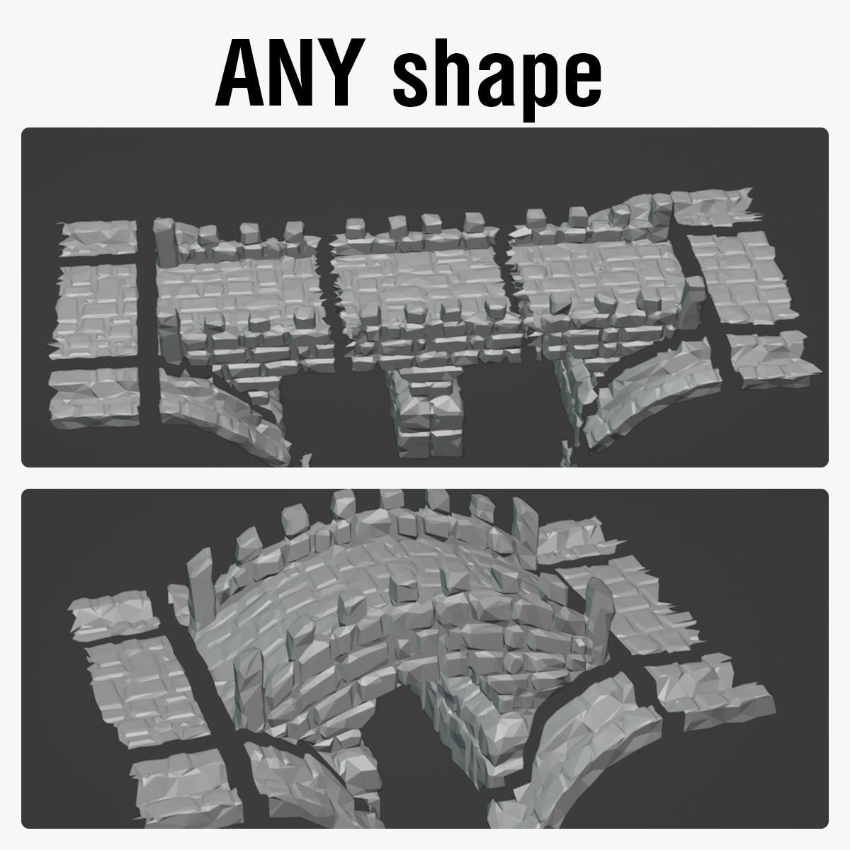 Stone medieval bridge collection 3D print model_1