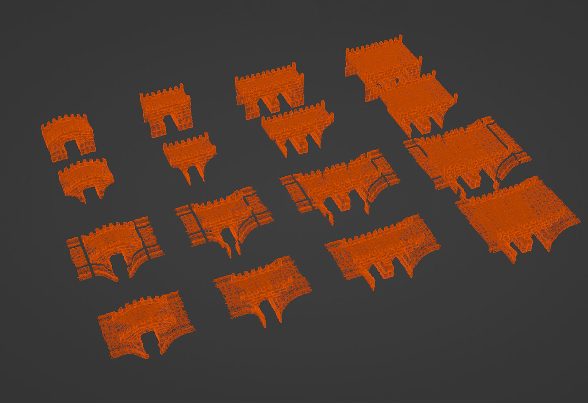 Stone medieval bridge collection 3D print model_7