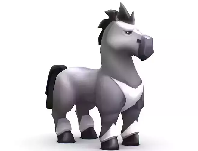 Cartoon Medieval White Horse MMO Animal