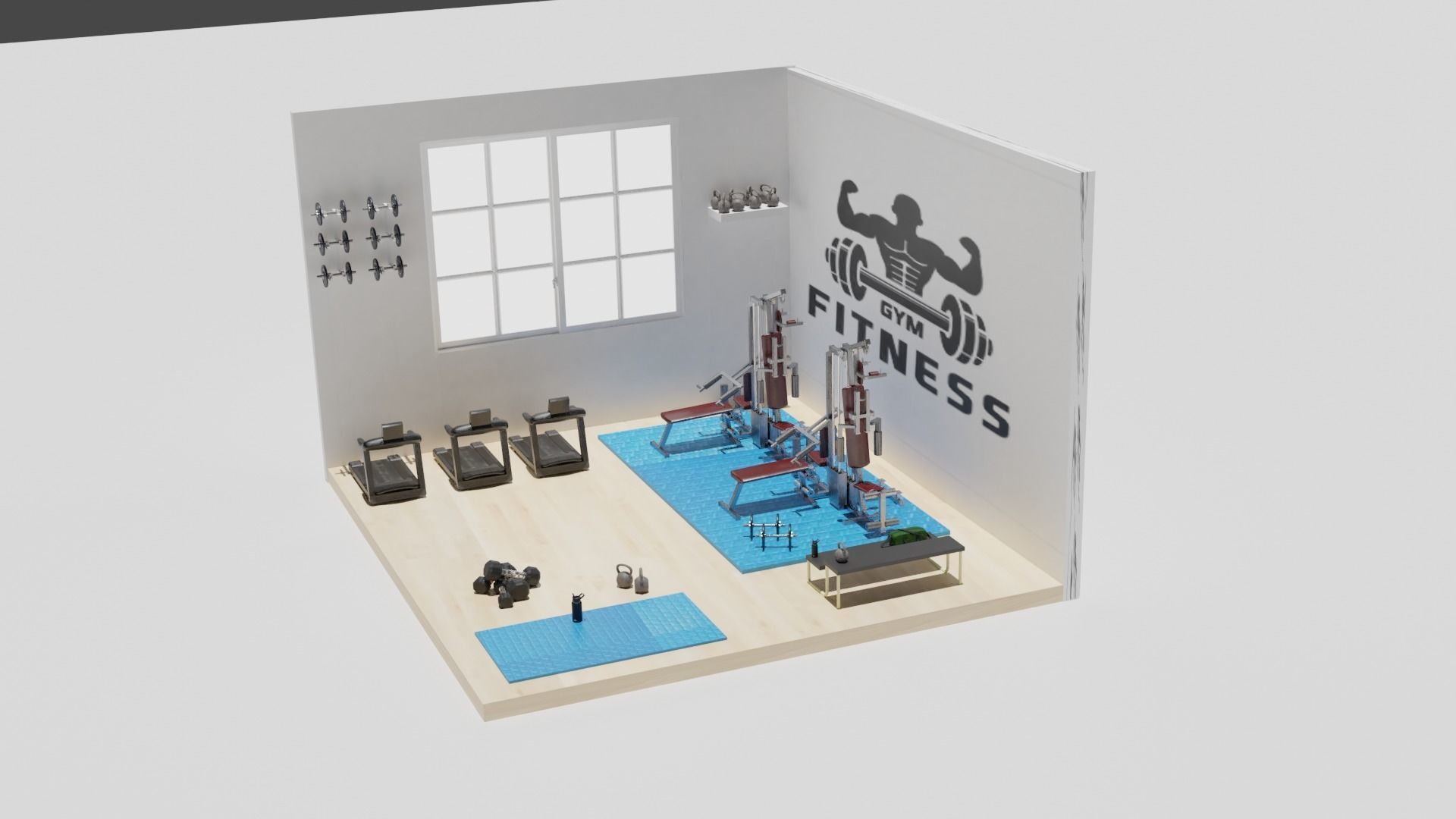 GYM CLUB Low-poly 3D model_1