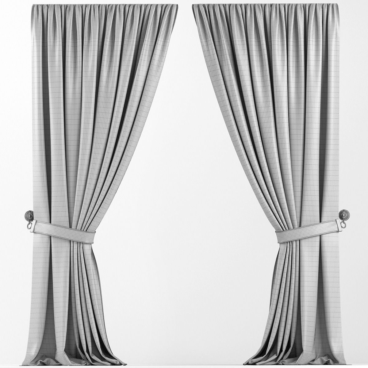 Curtains pair of 3D model_1