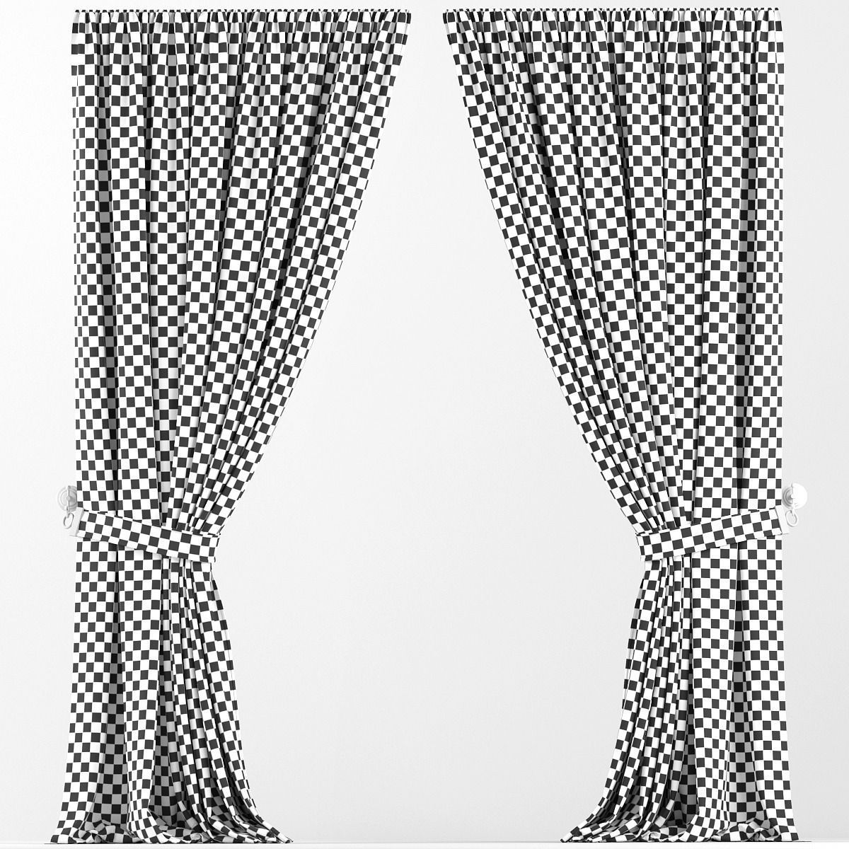 Curtains pair of 3D model_2