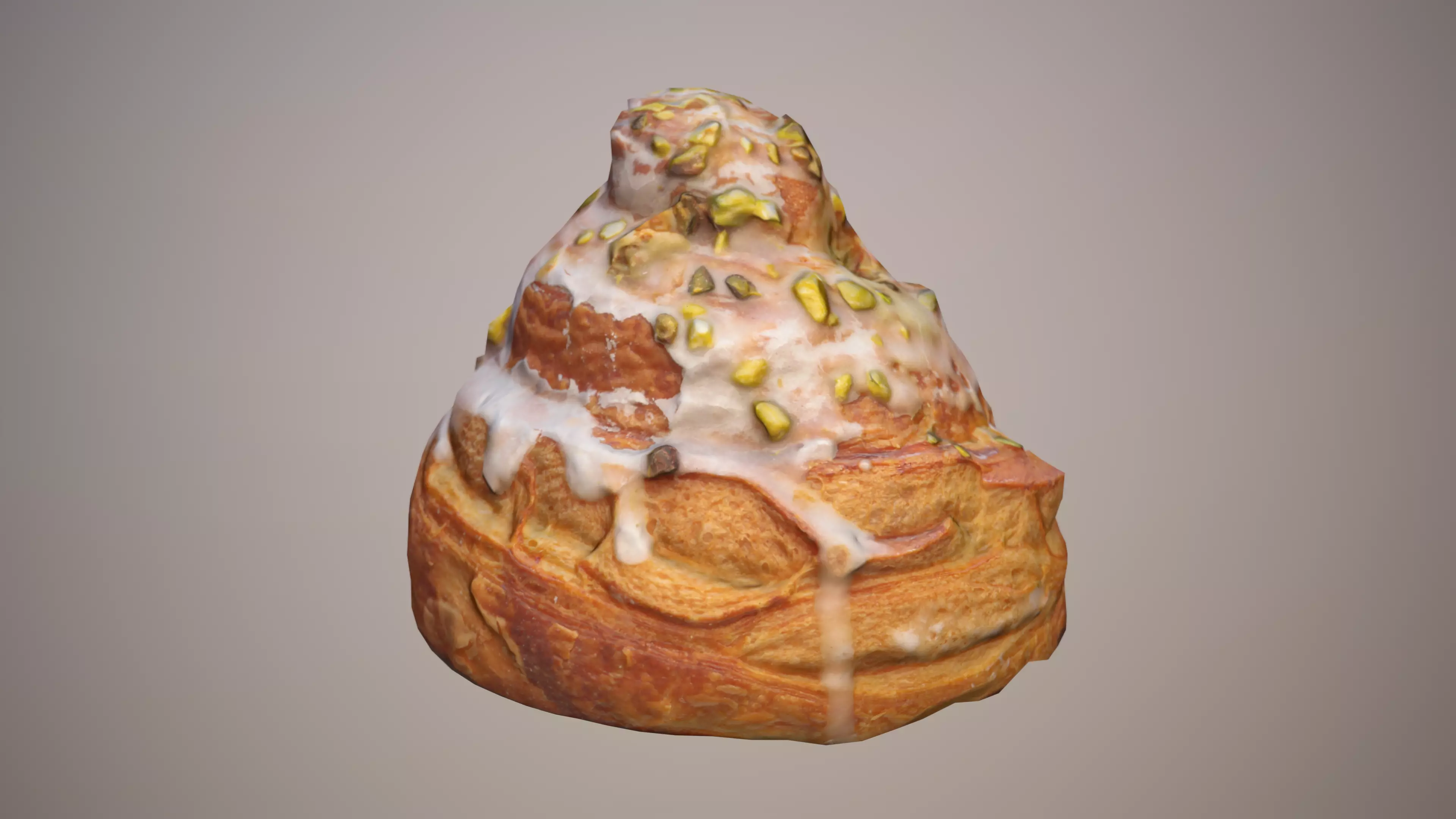 Croissant Pistachio Cake Low-poly 3D model_0
