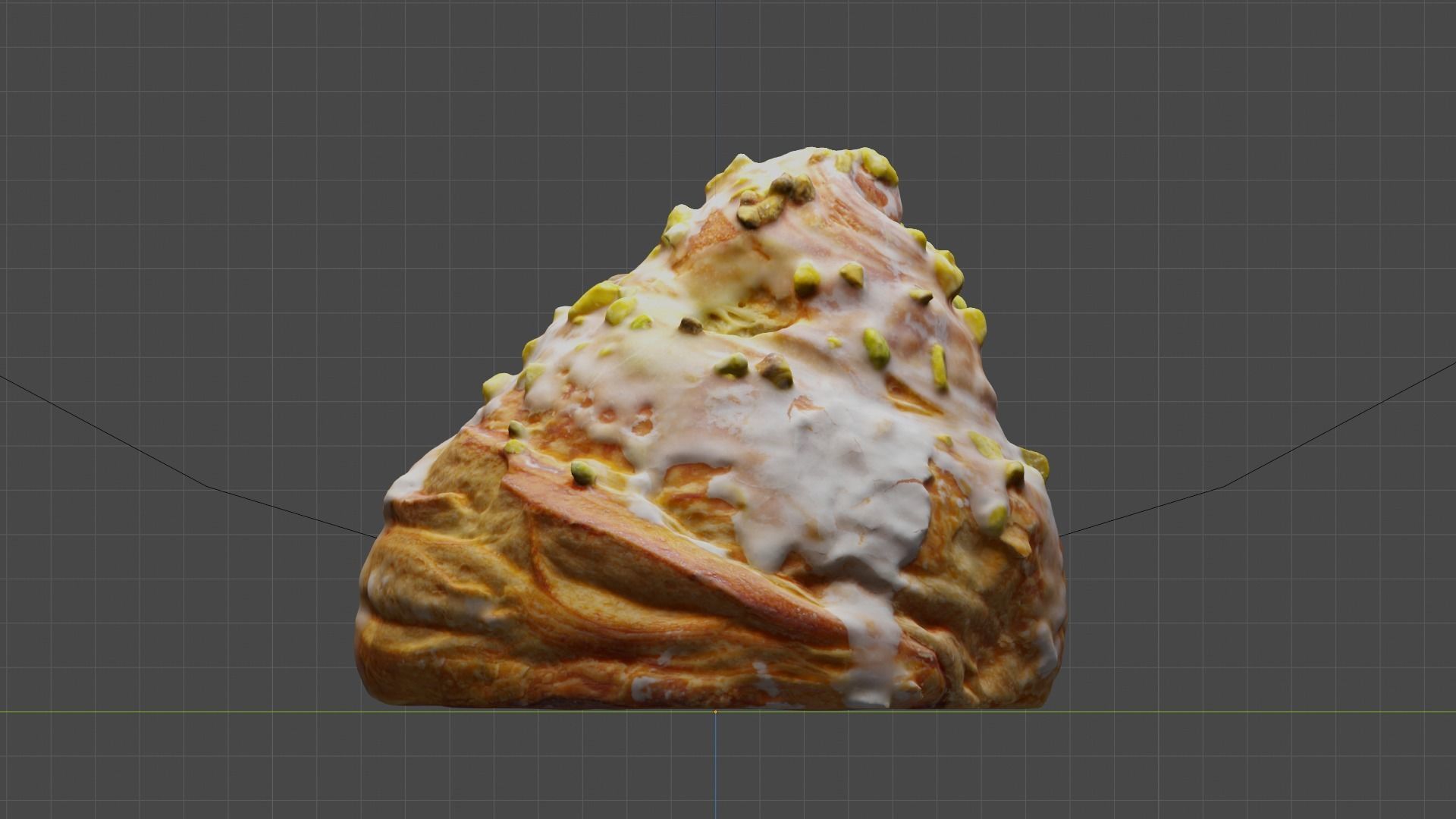 Croissant Pistachio Cake Low-poly 3D model_8