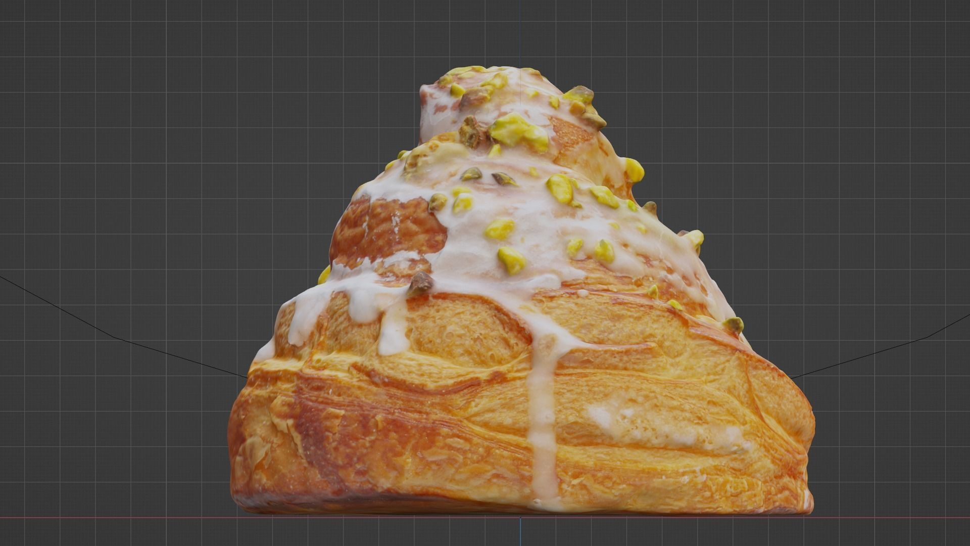 Croissant Pistachio Cake Low-poly 3D model_7