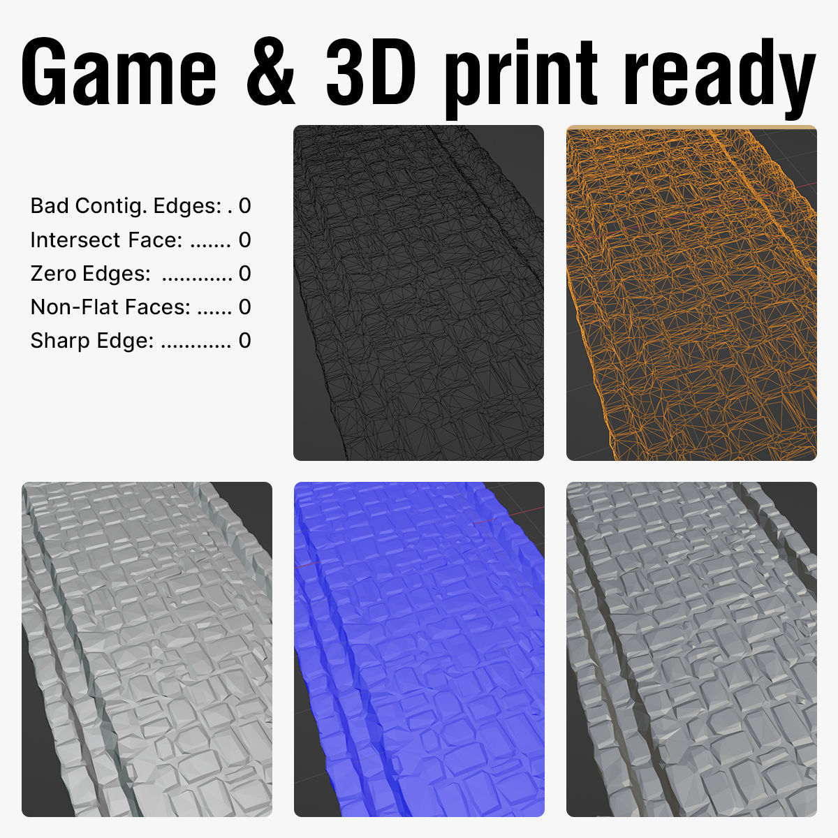 Stone bridge and paving stone road or square medieval collection _8