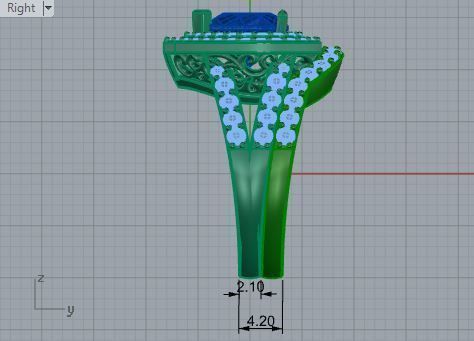 Luxurious blue heart ring with band 3300 3D print model 3D print model_6