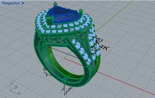 Luxurious blue heart ring with band 3300 3D print model 3D print model_7