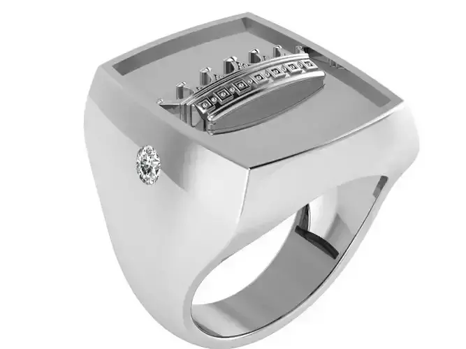 Square crown ring 3301 3D print model 