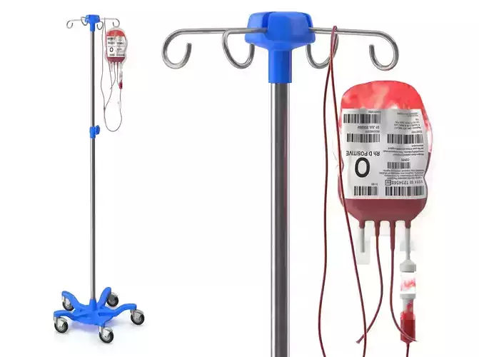 IV stand with blood bag for transfusion 