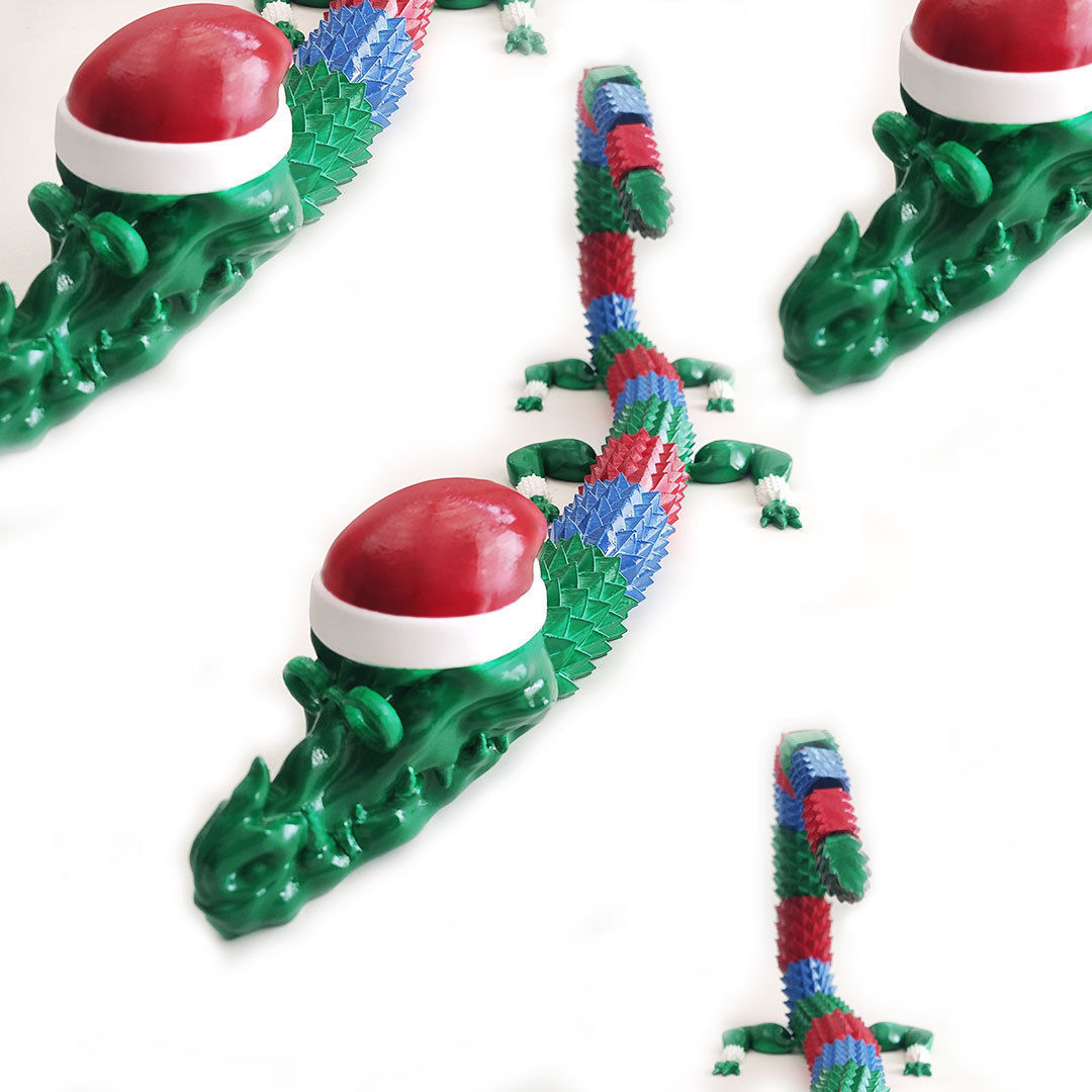 CHRISTMAS DRAGON FLEXI NO SUPPORT 3D print model_2