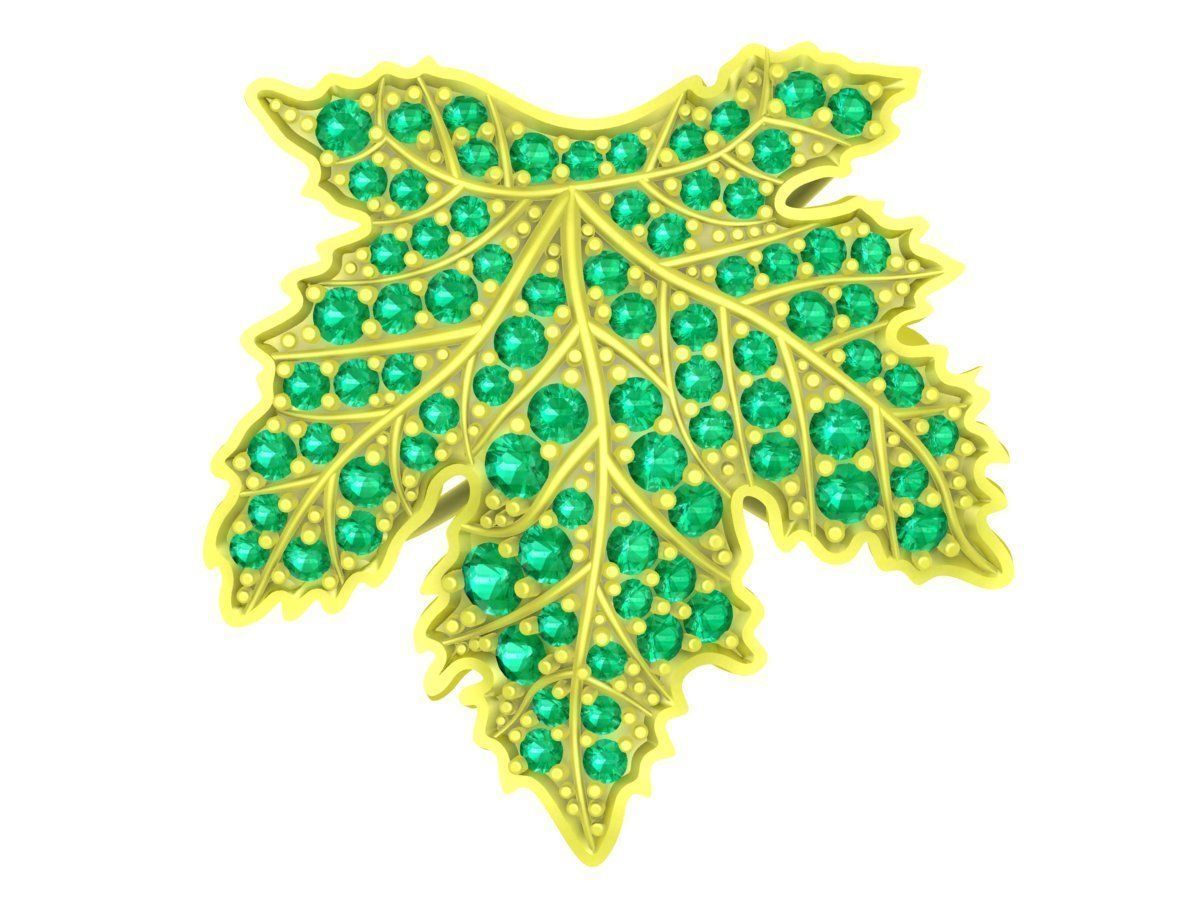 diamond leaf grape ring 4229 3D print model_6