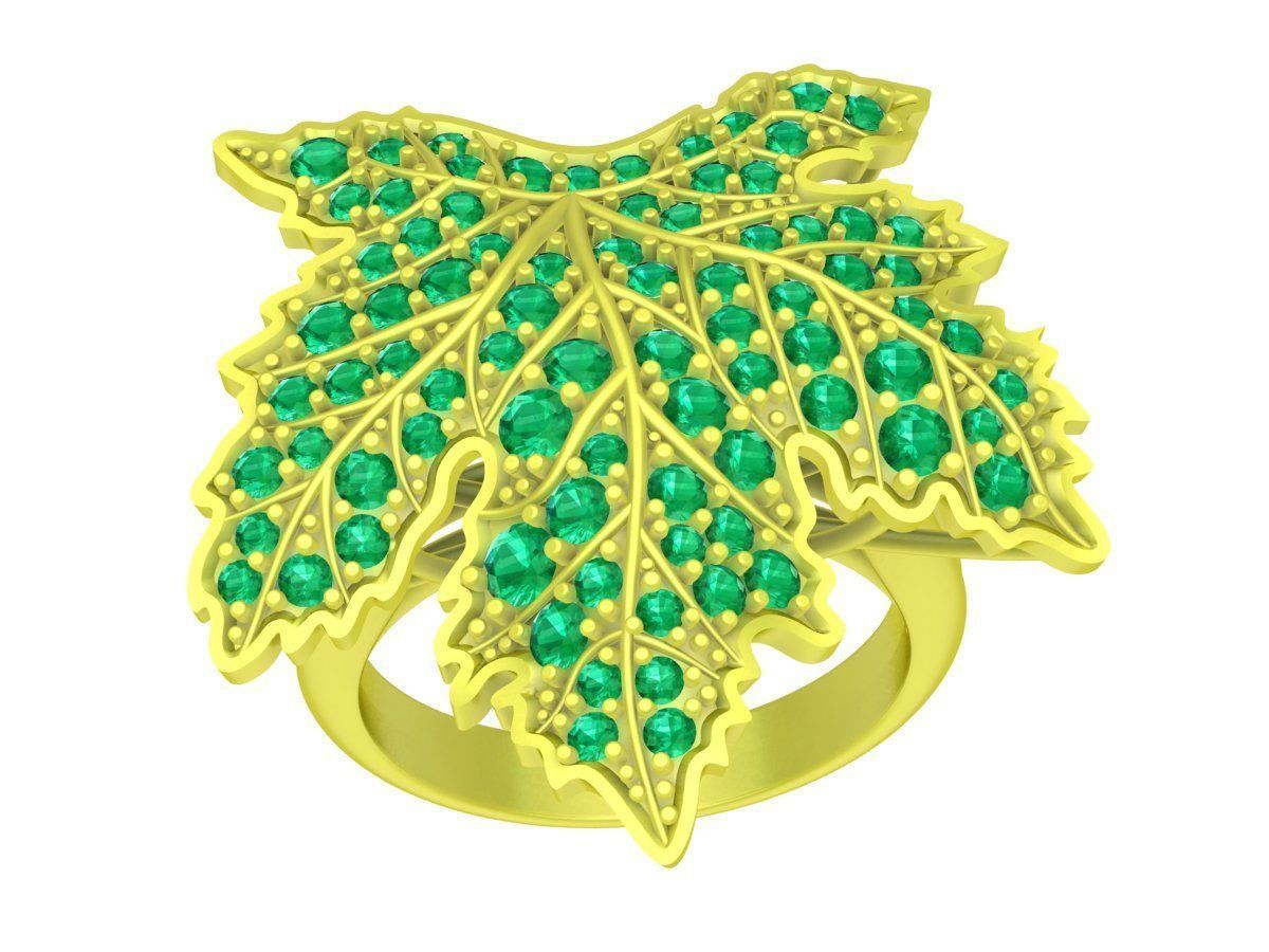 diamond leaf grape ring 4229 3D print model_9