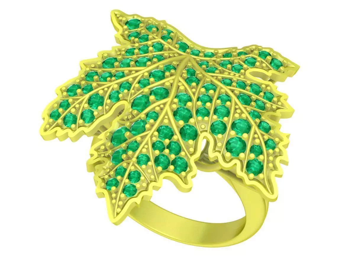 diamond leaf grape ring 4229 3D print model_0