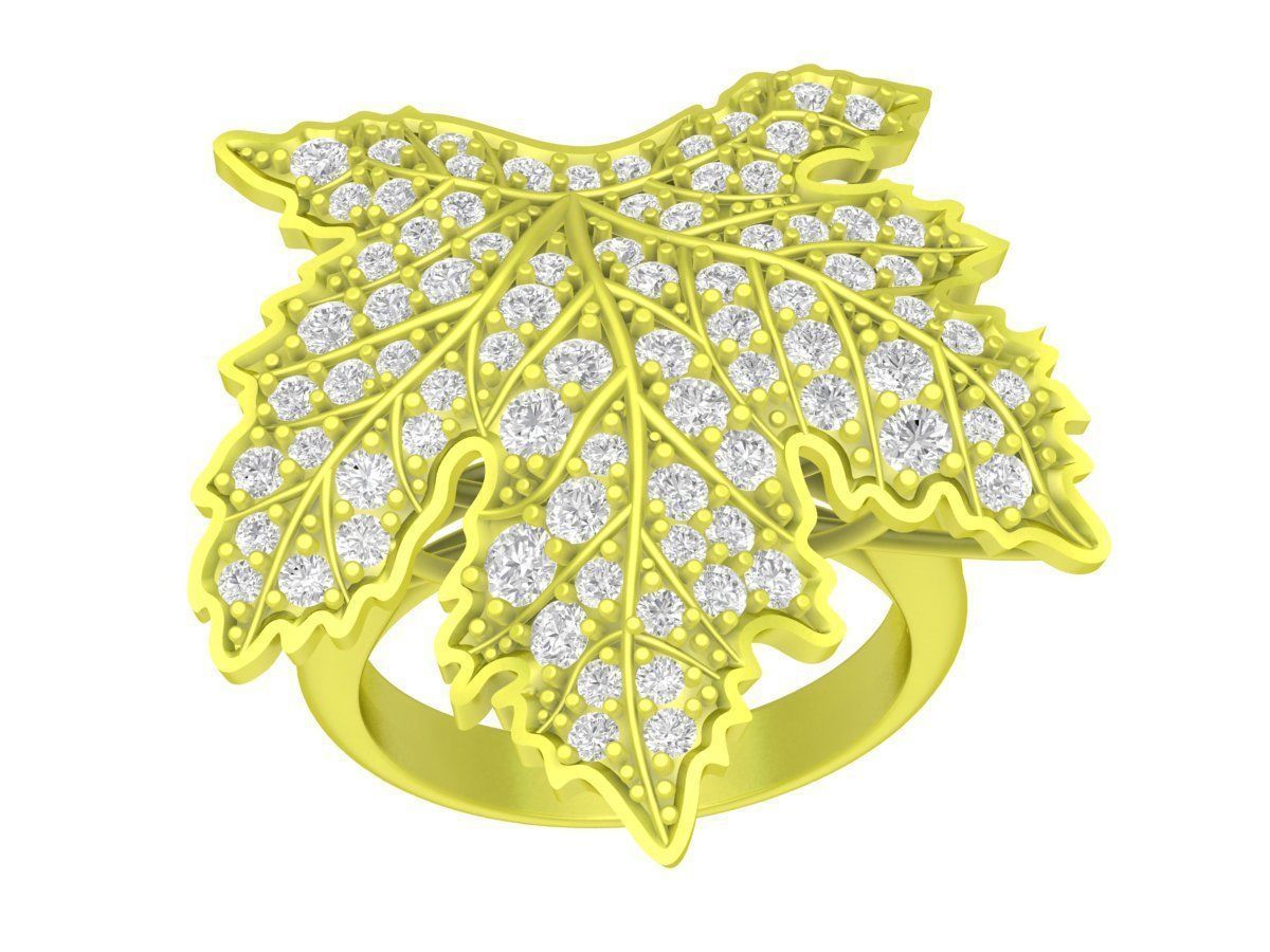 diamond leaf grape ring 4229 3D print model_1