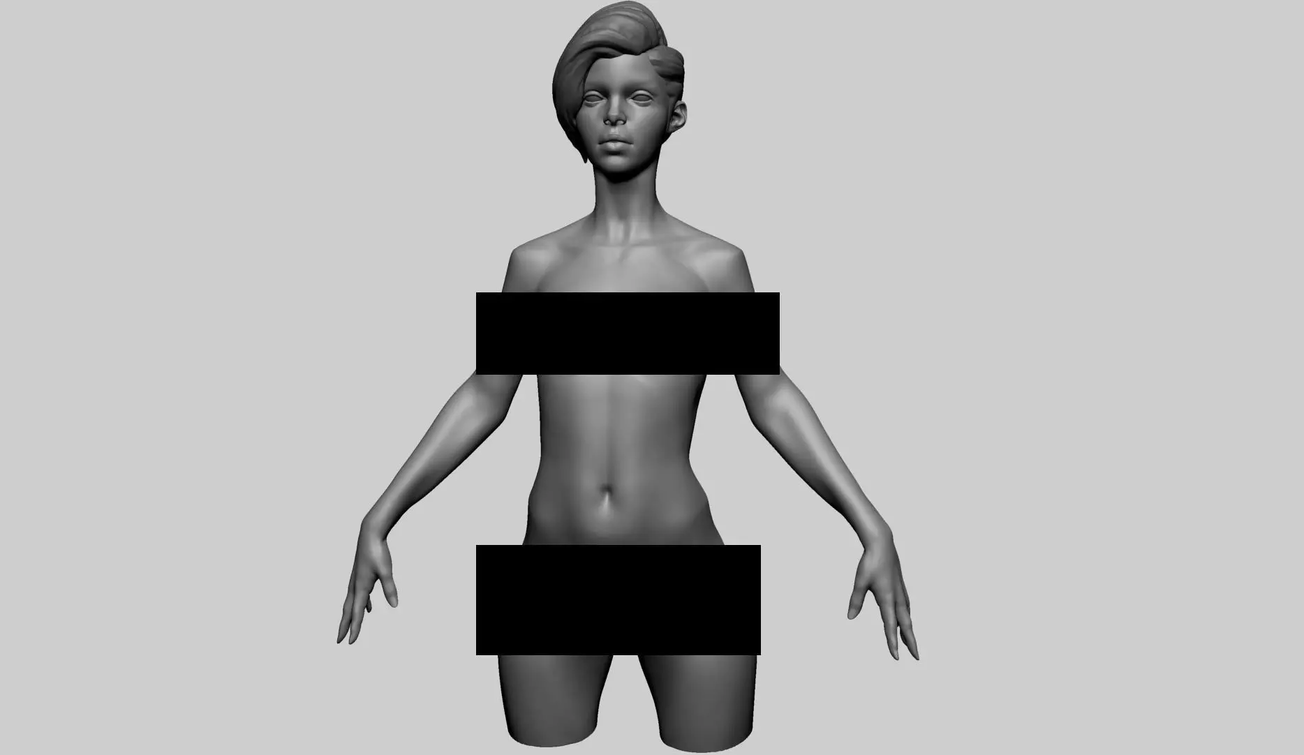 Stylized Female Upper Body 3D model_0