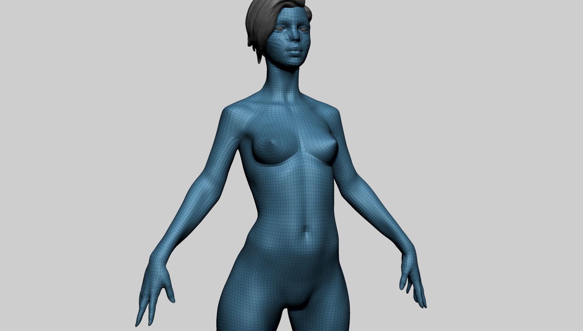 Stylized Female Upper Body 3D model_13