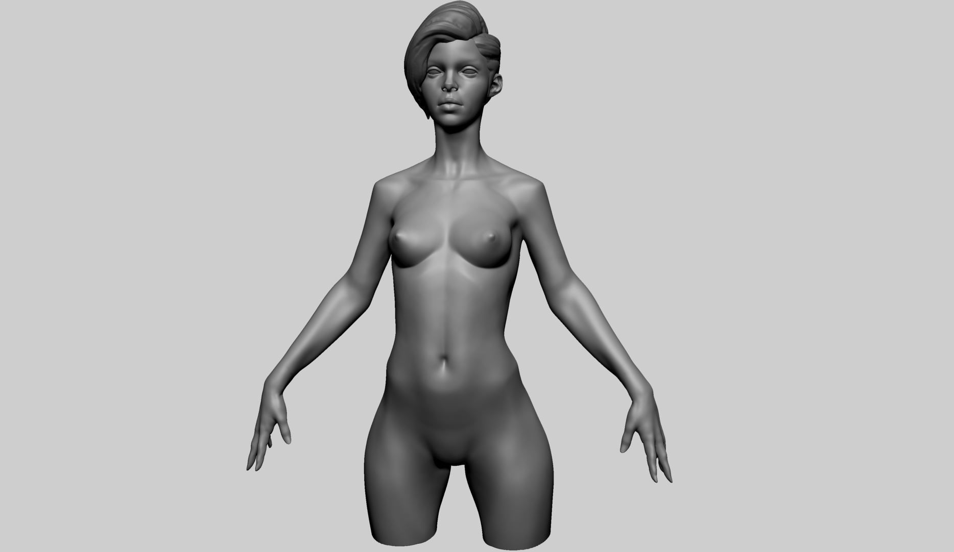 Stylized Female Upper Body 3D model_1