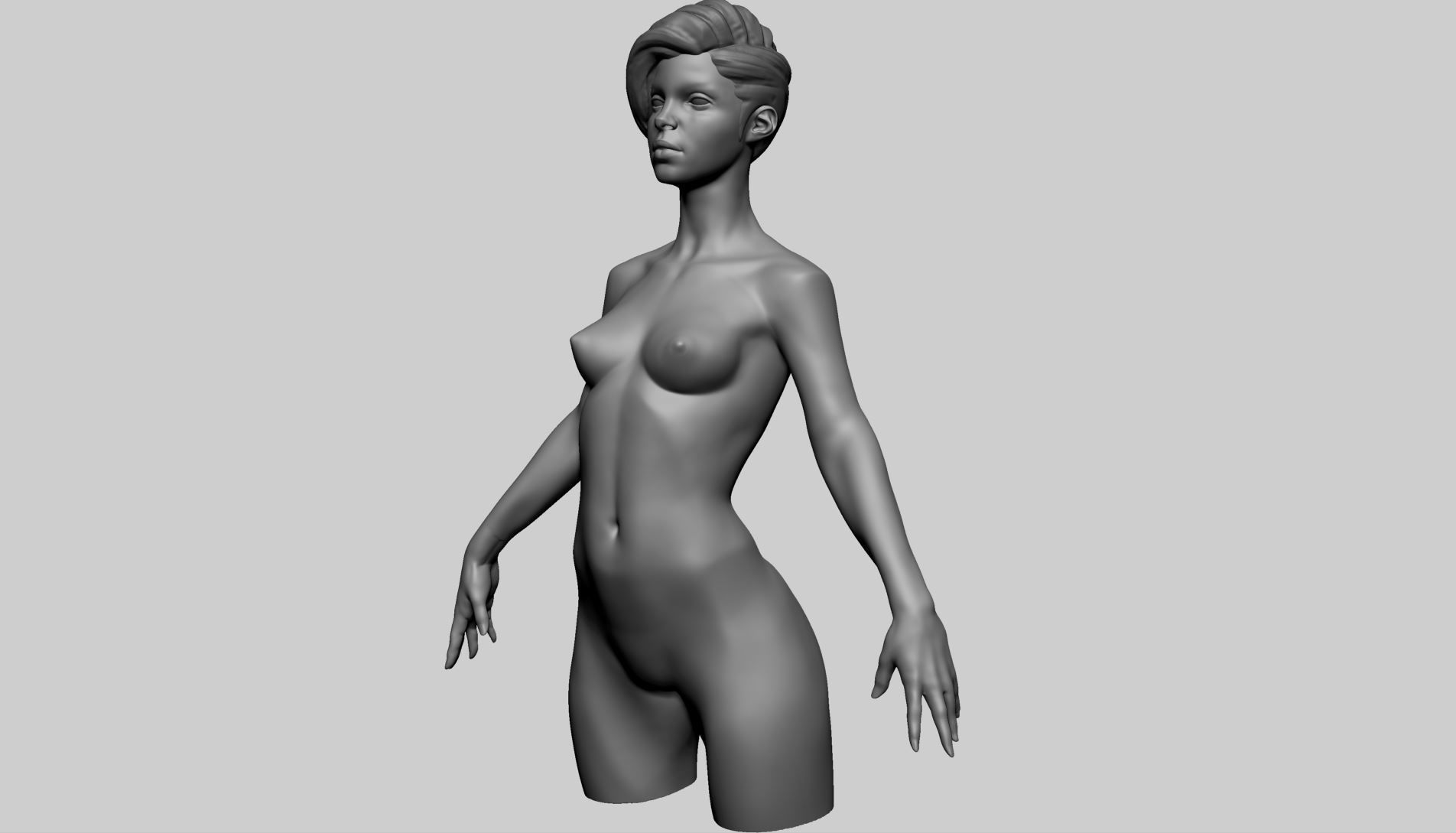 Stylized Female Upper Body 3D model_2