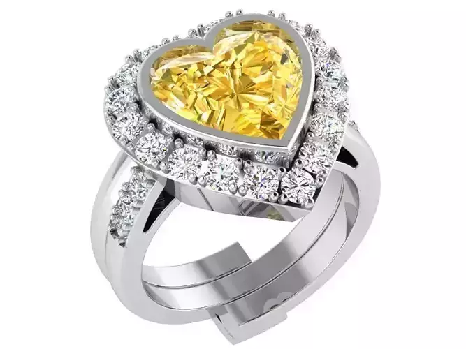 Yellow heart ring 3305 3D print model 