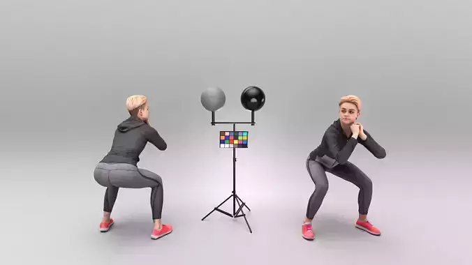 Young woman doing squats 376 Low-poly 3D model
