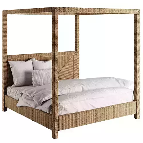 Palecek Woodside Canopy Bed King Natural 3D model