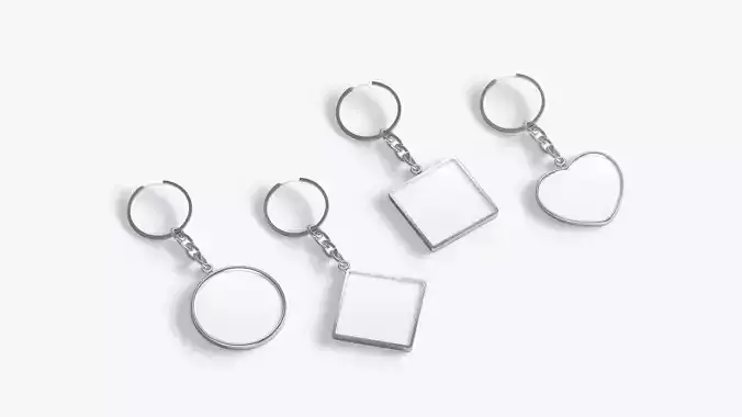 Keychain Shapes set - round square rhombus heart key tag holder