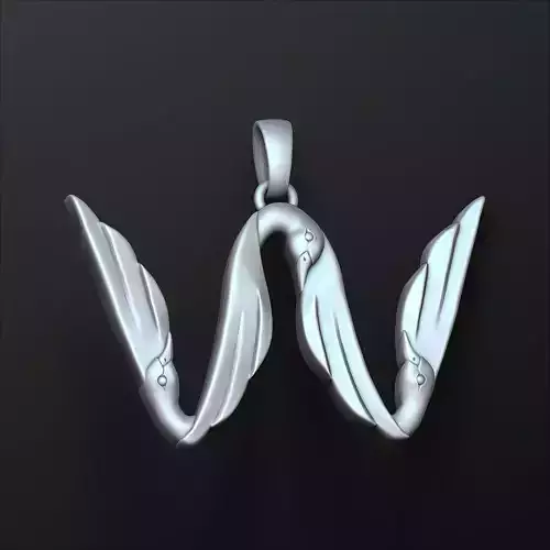 Bird Letter W Pendant 3D print model