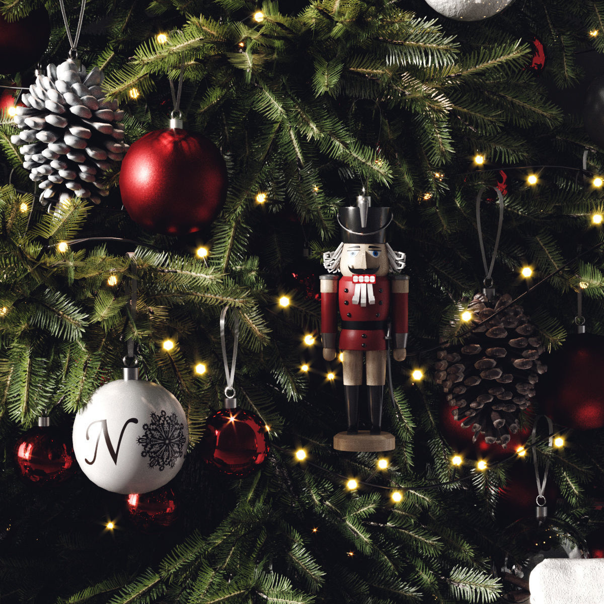 Christmas set 1 tree with stars hanging from it 3D model_2