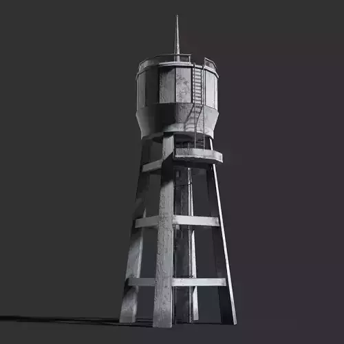 Old Concrete Water Tower Low Poly 