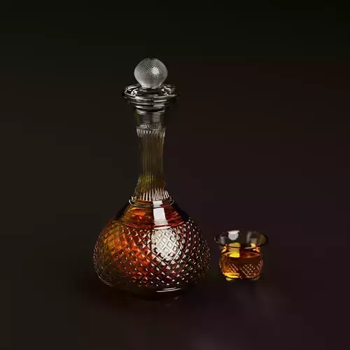 Crystal Decanter with glass and Whiskey