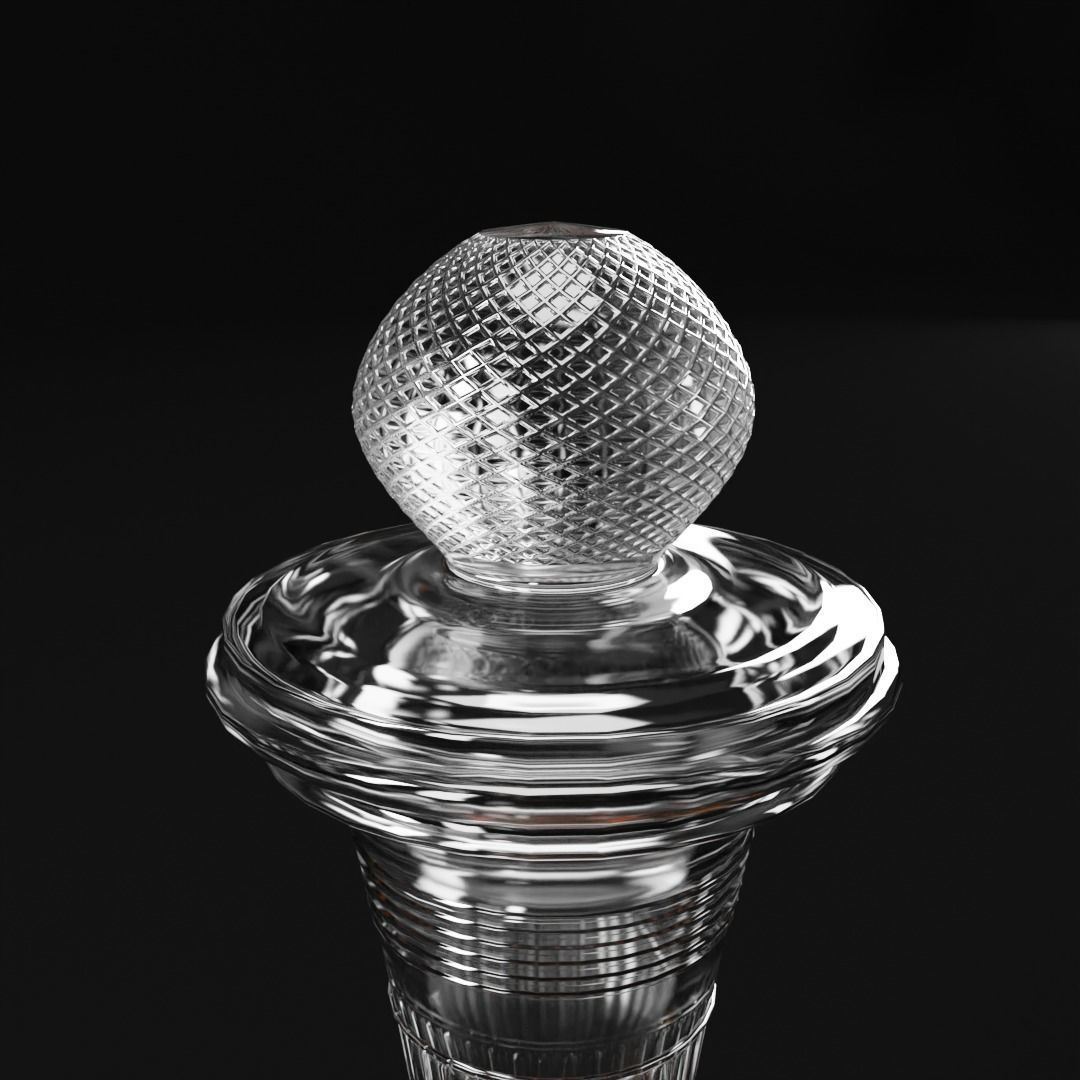 Crystal Decanter with glass and Whiskey Low-poly 3D model_6
