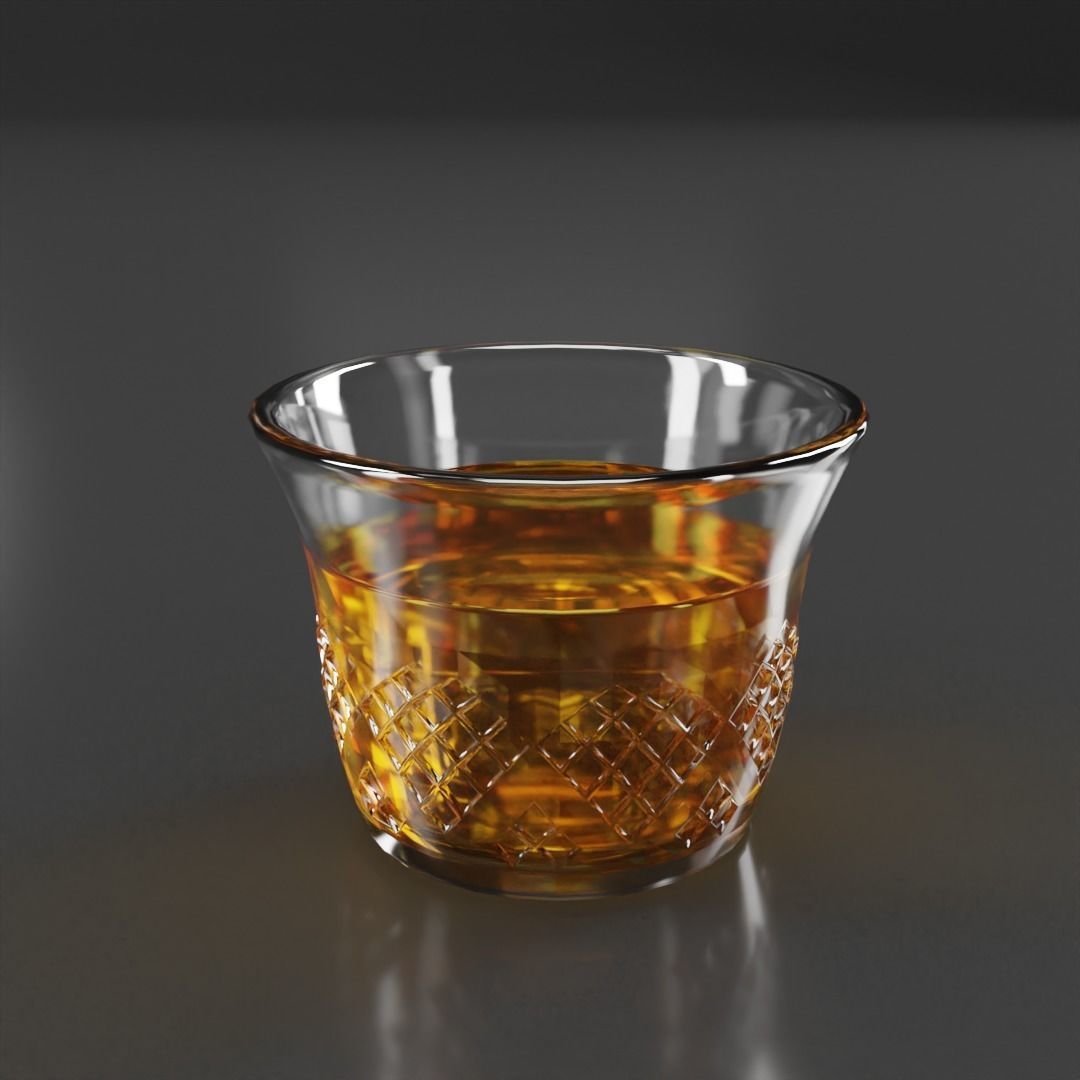 Crystal Decanter with glass and Whiskey Low-poly 3D model_9