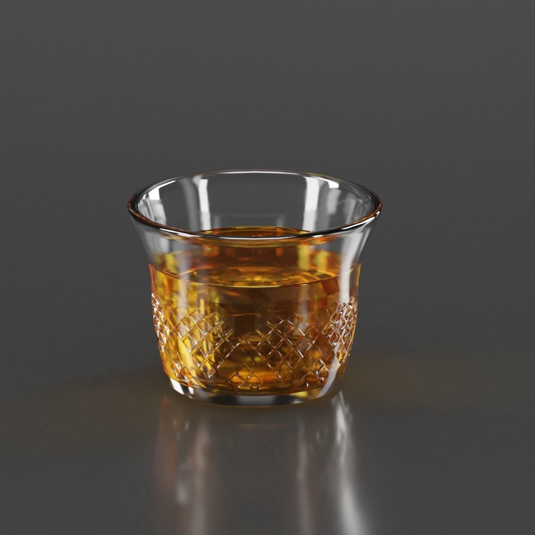 Crystal Decanter with glass and Whiskey Low-poly 3D model_8