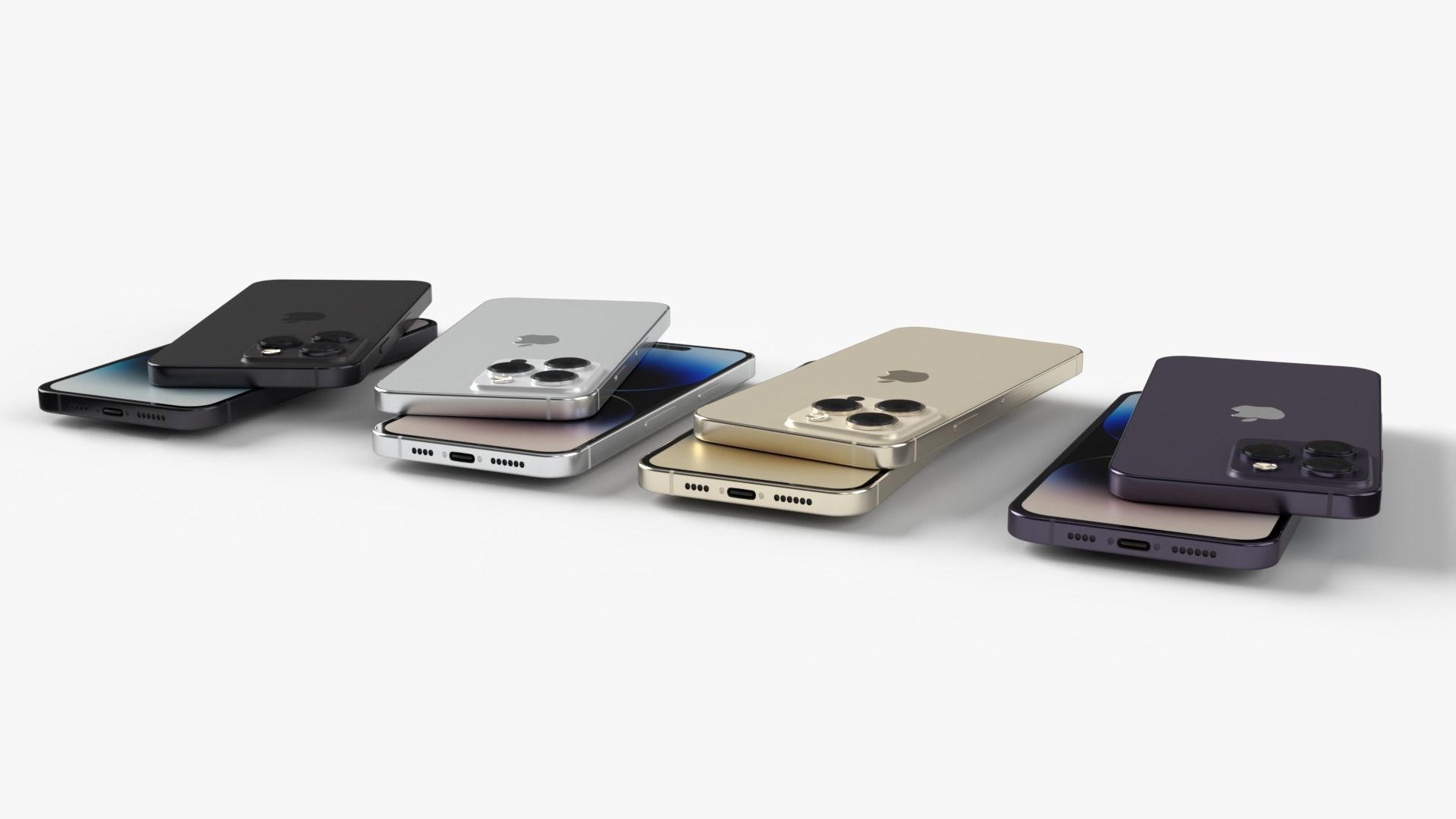 Apple iphone 14 All versions and all colors Low-poly 3D model_4