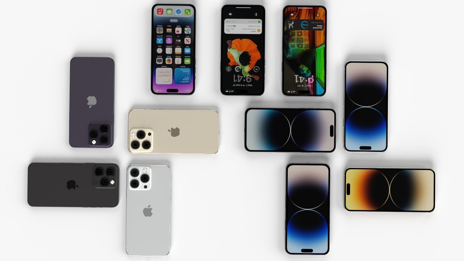Apple iphone 14 All versions and all colors Low-poly 3D model_1